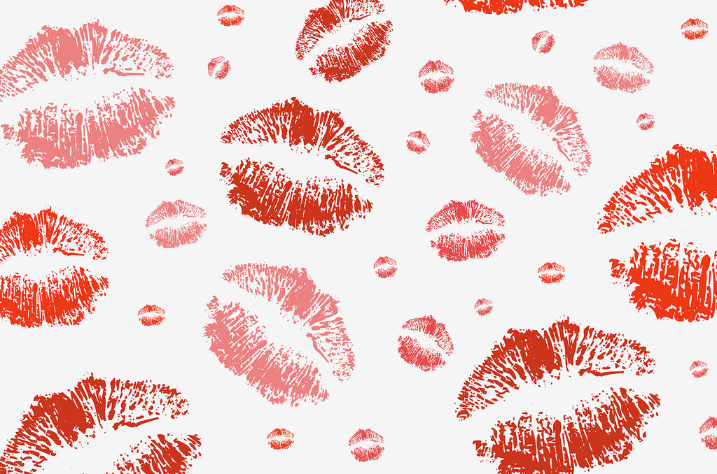 Group of red lipstick prints Group of red lipstick prints