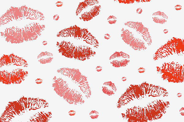 Group of red lipstick prints Group of red lipstick prints
