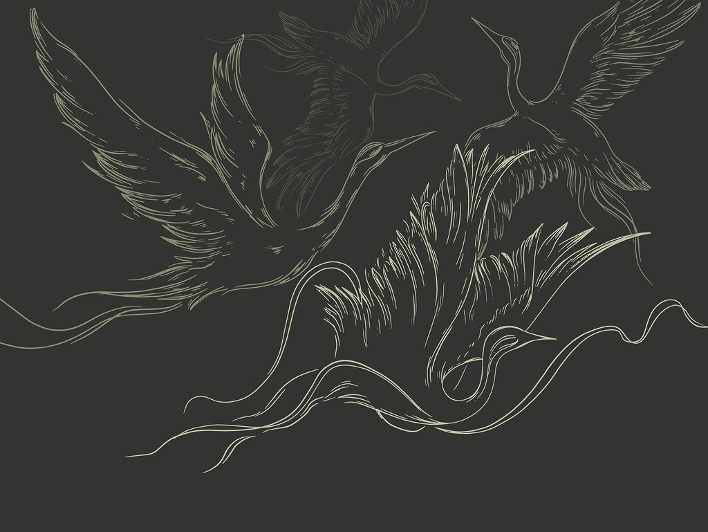 Drawing of birds flying Drawing of birds flying