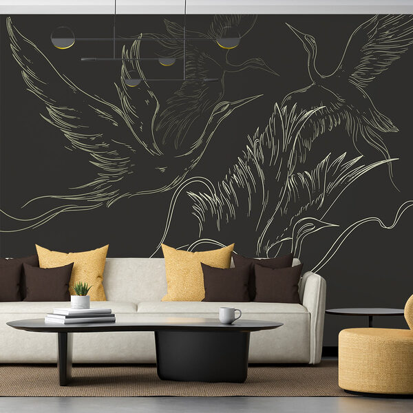 Drawing of birds flying Drawing of birds flying