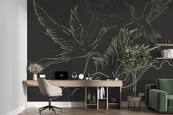 Drawing of birds flying Drawing of birds flying