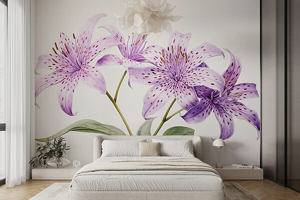Delicate blooms in soft hues Wall murals Delicate blooms in soft hues