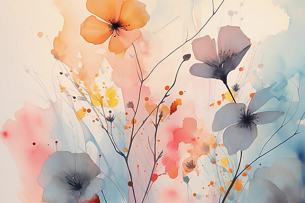 Painting of flowers on a white background Painting of flowers on a white background