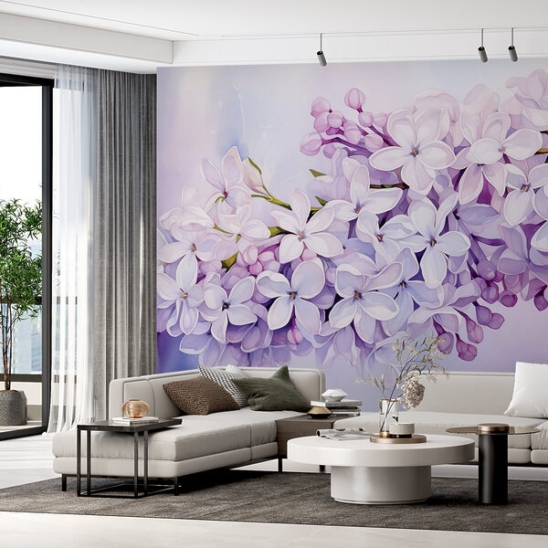 Painting of a branch of purple flowers Painting of a branch of purple flowers