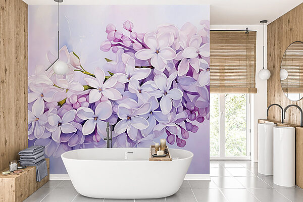 Painting of a branch of purple flowers Painting of a branch of purple flowers