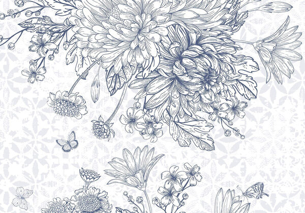 Floral illustration with delicate butterflies Floral illustration with delicate butterflies