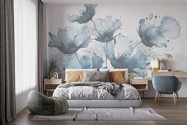 Group of flowers with blue and white colors Group of flowers with blue and white colors
