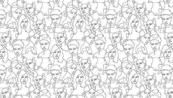 Pattern of women's faces Pattern of women's faces