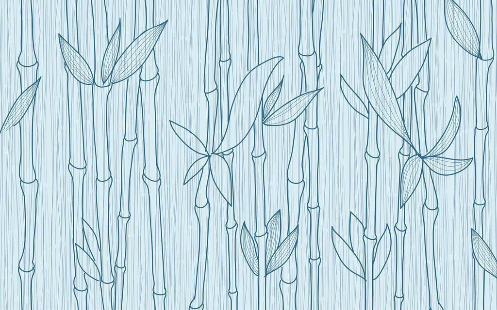 Blue line drawing of bamboo Blue line drawing of bamboo