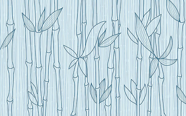 Blue line drawing of bamboo Blue line drawing of bamboo