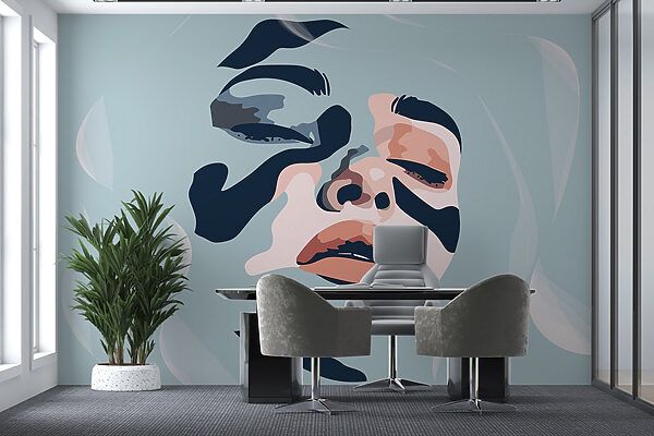 Woman's face with black and blue paint Woman's face with black and blue paint