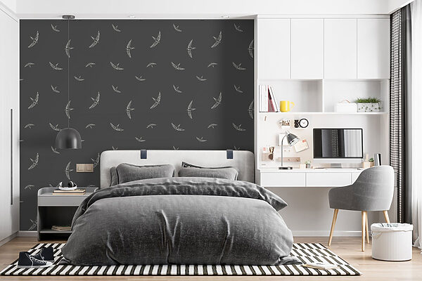 Pattern of white birds on a black background Pattern of white birds on a black background