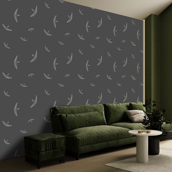 Pattern of white birds on a black background Pattern of white birds on a black background