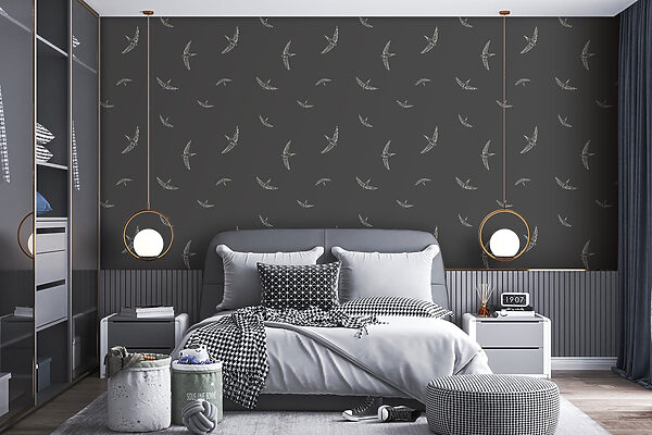 Pattern of white birds on a black background Pattern of white birds on a black background