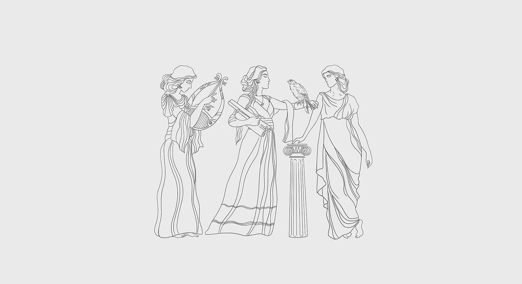 Line drawing of women in dresses Line drawing of women in dresses