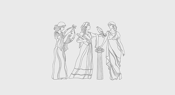 Line drawing of women in dresses Line drawing of women in dresses