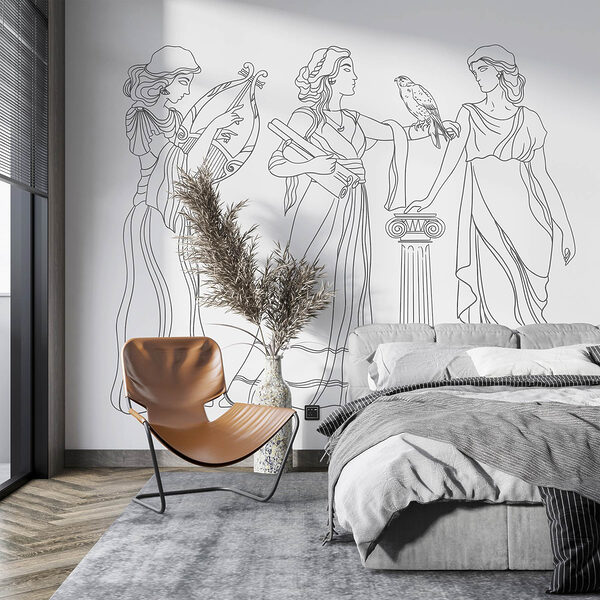 Line drawing of women in dresses Line drawing of women in dresses