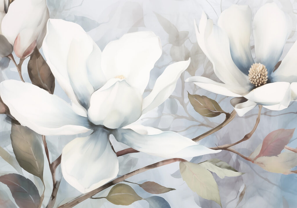 Painting of white flowers Painting of white flowers