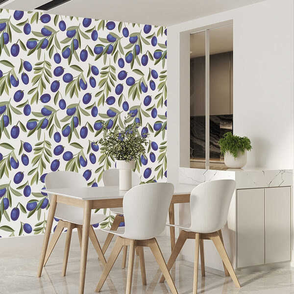 Pattern of blue berries and leaves Pattern of blue berries and leaves