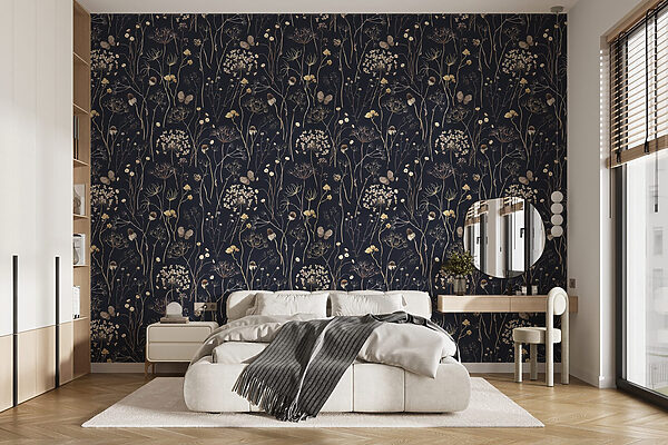 Pattern of flowers on a black background Pattern of flowers on a black background