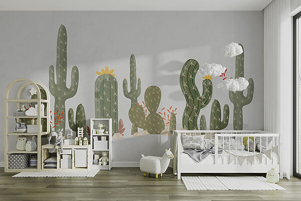 Group of cactuses in a row Wall murals Group of cactuses in a row