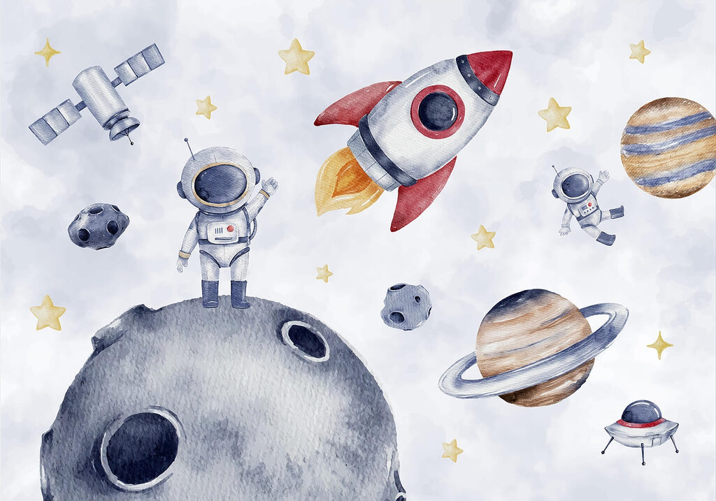 Watercolor of space objects Watercolor of space objects