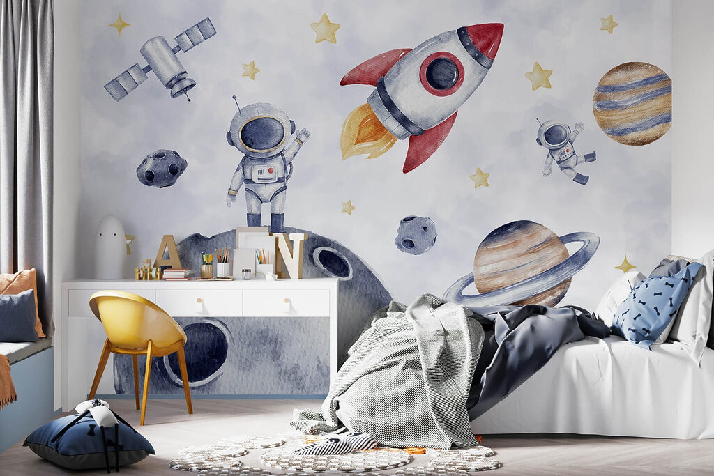 Watercolor of space objects Watercolor of space objects