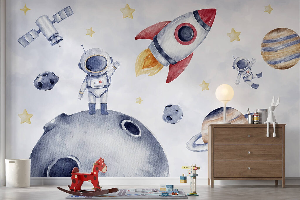 Watercolor of space objects Watercolor of space objects