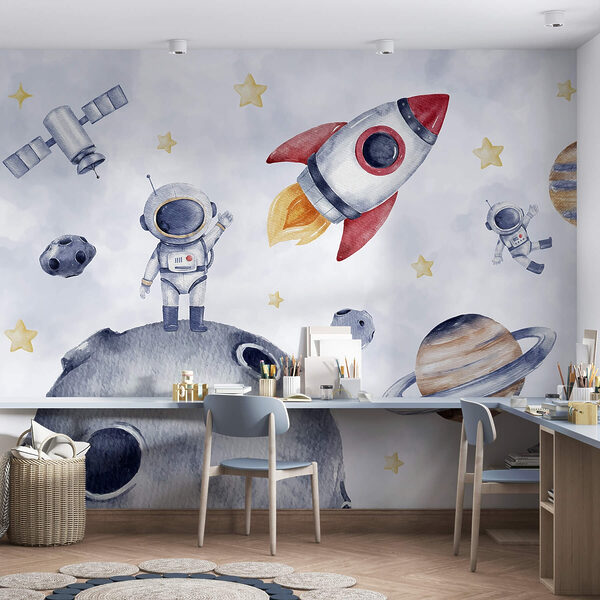 Watercolor of space objects Watercolor of space objects