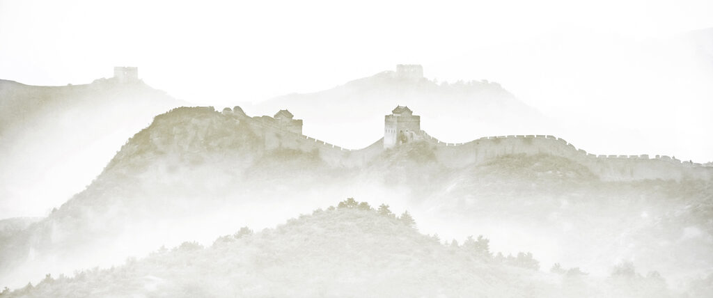 Wall on a hill with fog Wall on a hill with fog