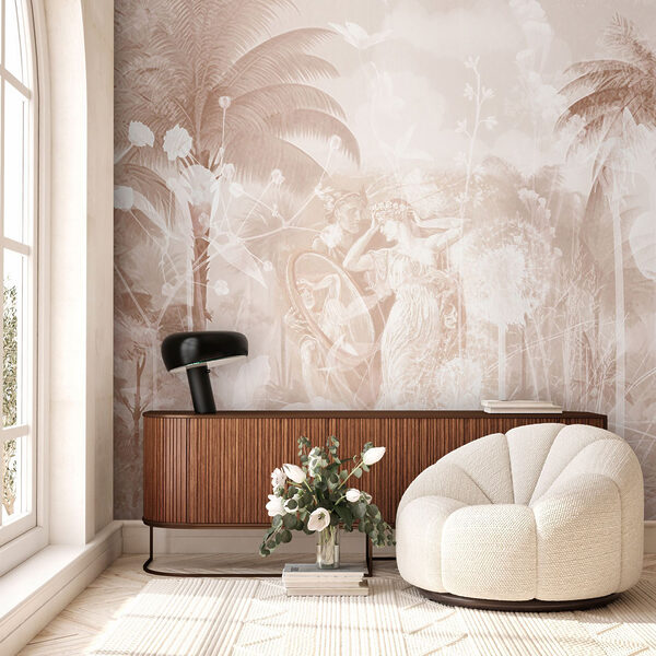 Wallpaper with a couple of women and trees Wallpaper with a couple of women and trees