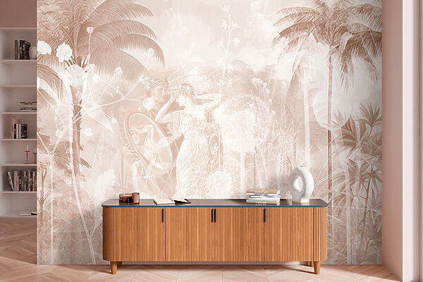 Wallpaper with a couple of women and trees Wallpaper with a couple of women and trees