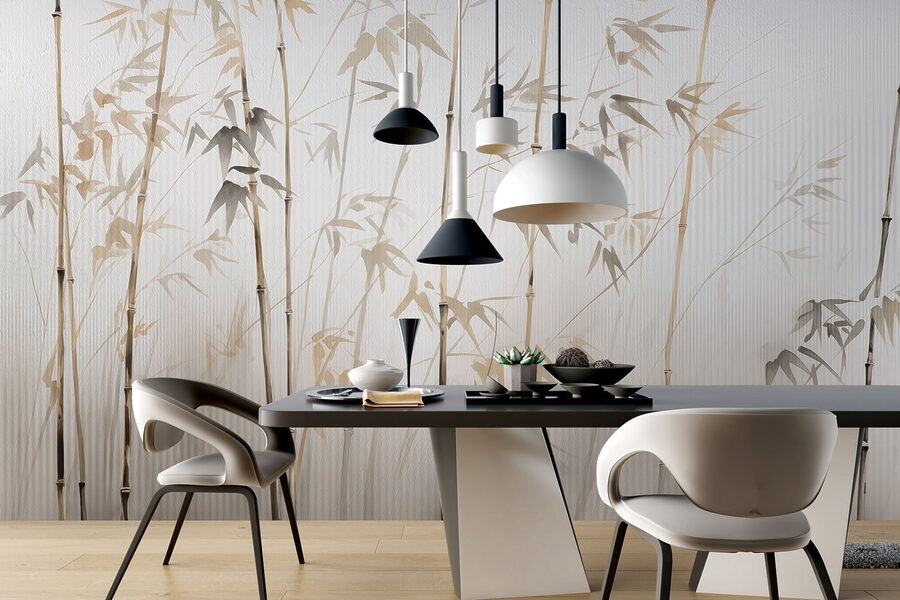 Bamboo silhouettes against textured background Bamboo silhouettes against textured background