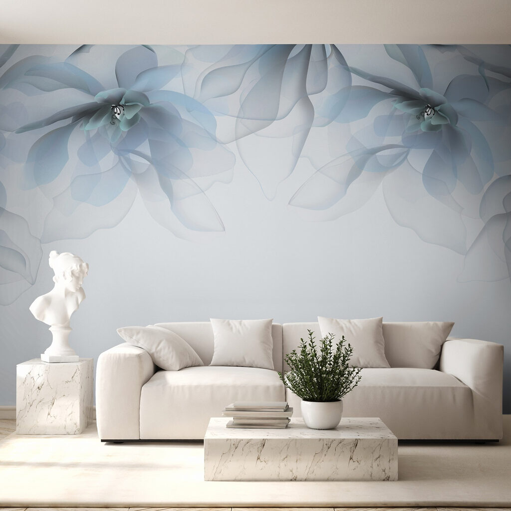 Group of flowers with white and blue flowers Group of flowers with white and blue flowers