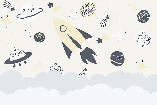 Rocket and planets in space Rocket and planets in space
