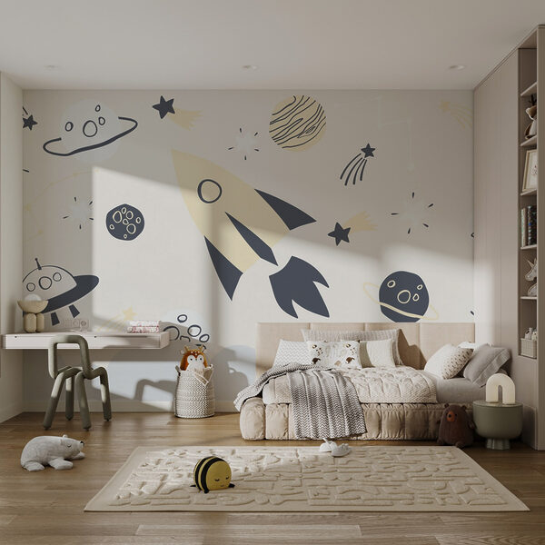 Rocket and planets in space Rocket and planets in space