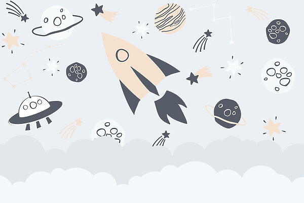 Rocket and planets in space Rocket and planets in space