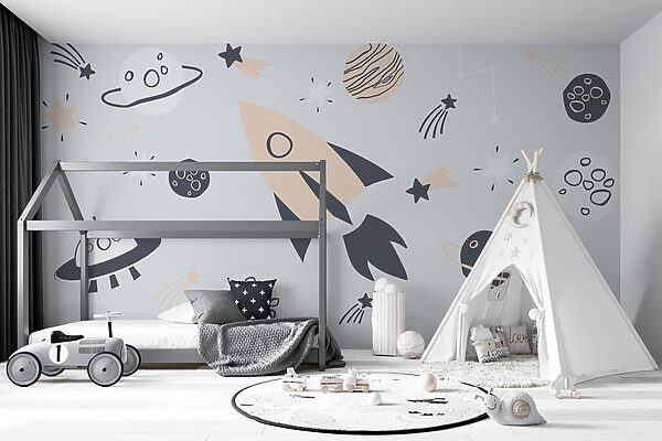 Rocket and planets in space Rocket and planets in space