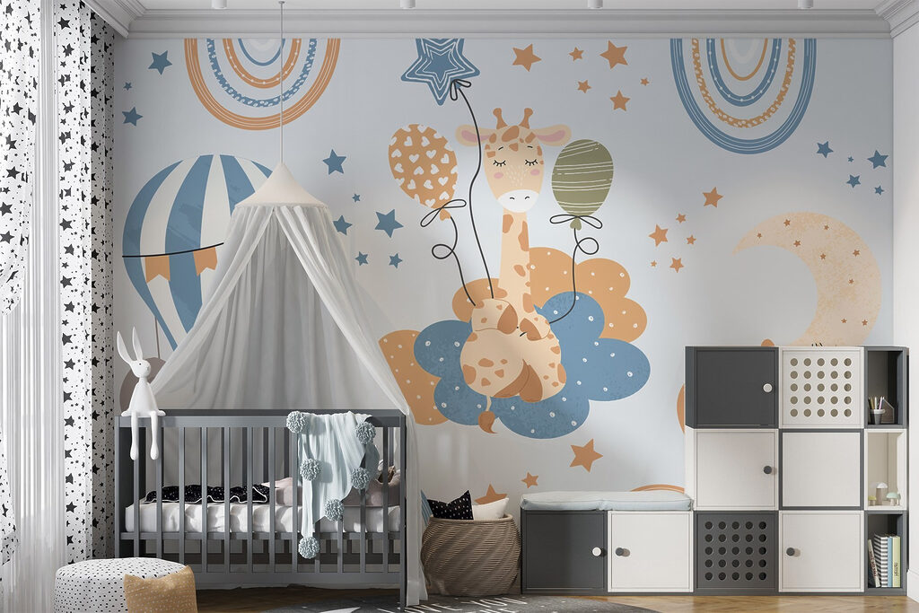 Pattern of animals on clouds and balloons Pattern of animals on clouds and balloons