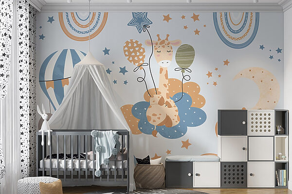 Pattern of animals on clouds and balloons Pattern of animals on clouds and balloons