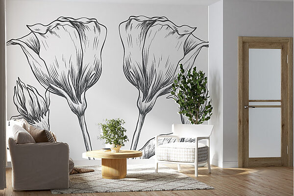 Drawing of flowers on a white background Drawing of flowers on a white background