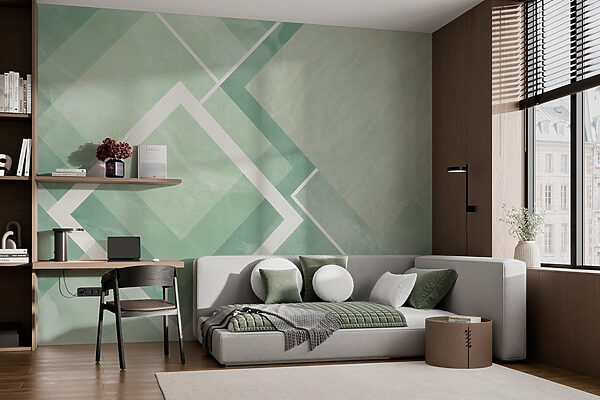 Green and white tile with white lines Green and white tile with white lines