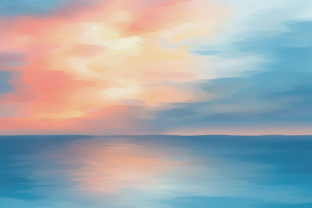 Blue and pink sky over water Blue and pink sky over water