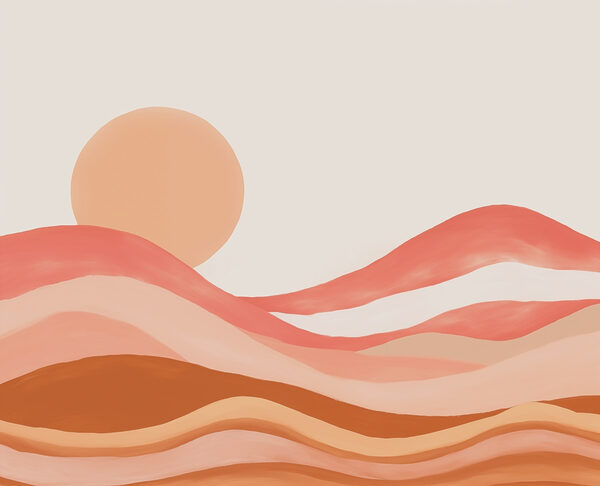 Painting of a desert with a sun Painting of a desert with a sun