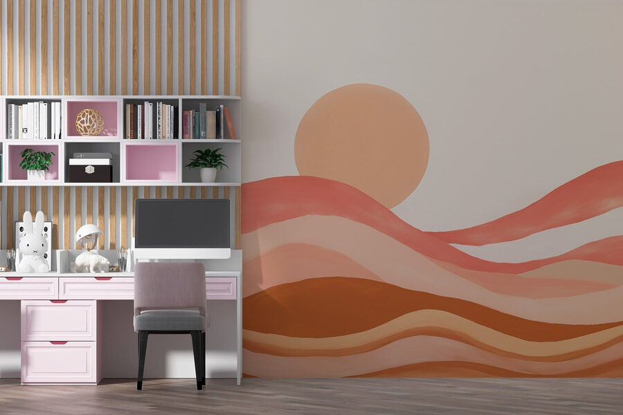 Painting of a desert with a sun Painting of a desert with a sun