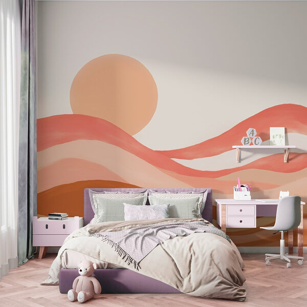 Painting of a desert with a sun Painting of a desert with a sun