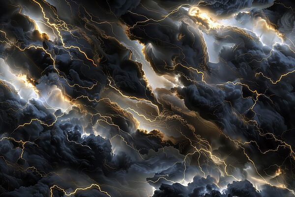 Black clouds with lightning Black clouds with lightning