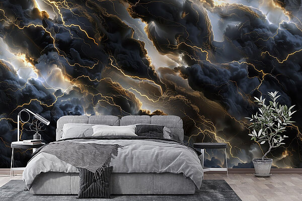 Black clouds with lightning Black clouds with lightning