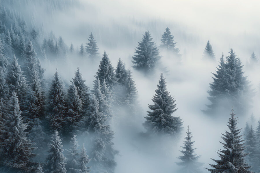Group of trees covered in snow