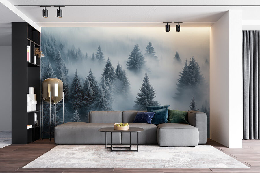 Group of trees covered in snow